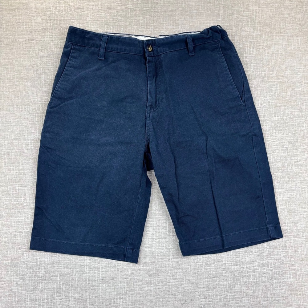 Volcom Frickin Modern Fit Chino Shorts Mens 30 Navy Blue Flat Front Skate Casual